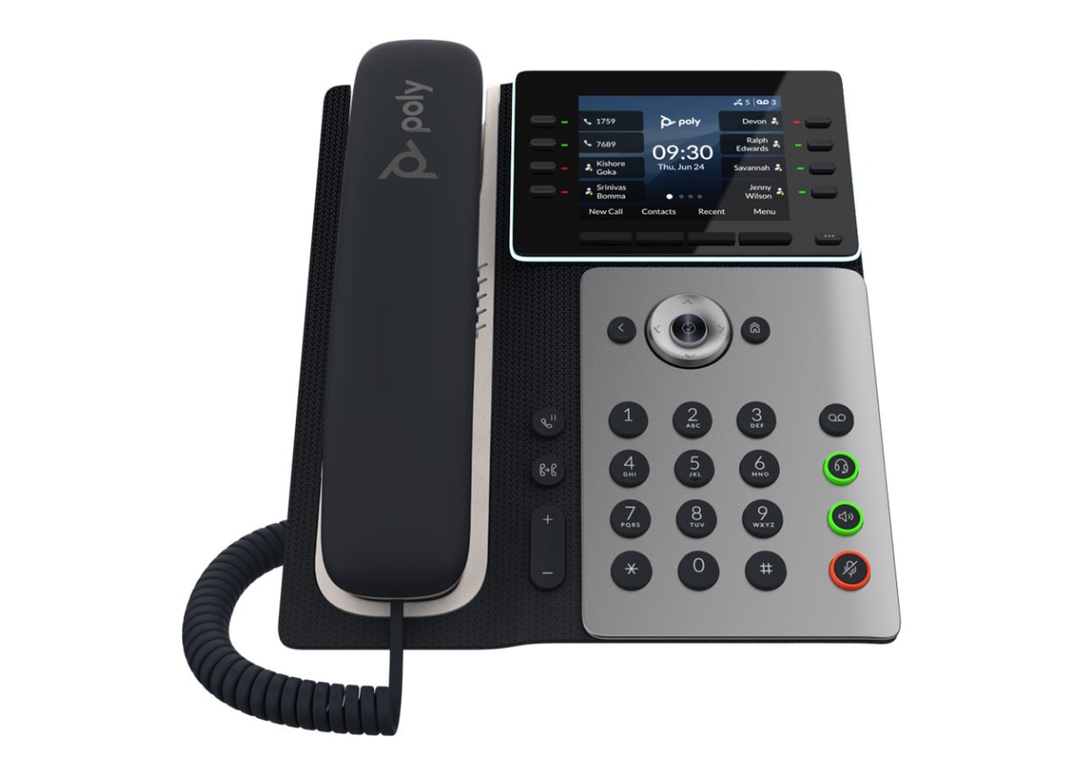 Poly Edge E350 IP Phone - Corded - Corded/Cordless - Wi-Fi Bluetooth - Desktop Wall Mountable - Black - VoIP - IEEE 802.11a/b/g/n/ac - 2 x Network (RJ-45) - PoE Ports